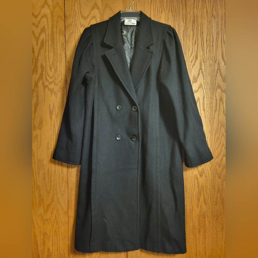 Worthington Essentials Petite Black Pea Coat View 3